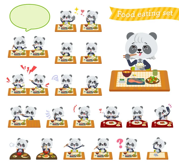 Yemekler Hakkında Bir Dizi Panda Kızı Vektör Sanatı Olduğu Için — Stok Vektör