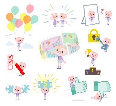 Başarı ve olumluluk üzerine bir grup domuz. Bu vektör sanatı, bu yüzden düzenlemesi kolay..