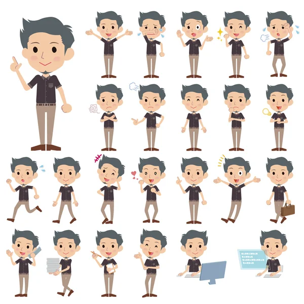 Siyah shortsleeved gömlek kısa sakallı adam