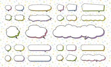 Beyaz arkaplan üzerinde gölge tasarımları olan renkli konuşma baloncukları