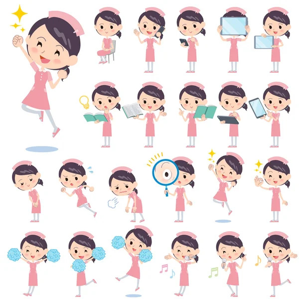 Set of various poses of Nurse 2 — Stock Vector