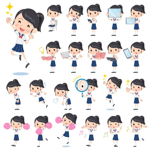 kız öğrenci shortsleeved gömlek denizci kıyafeti 2