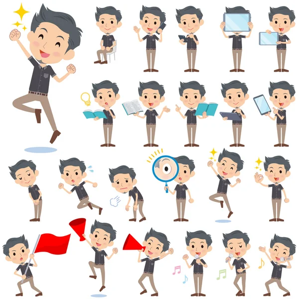 Siyah shortsleeved gömlek kısa sakallı adam 2