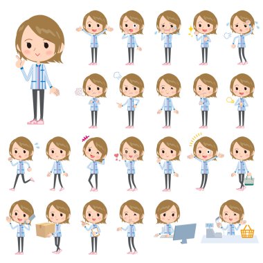 Kadınlar Market mavi üniformaları