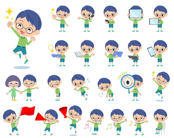 Green clothing glasses boy 2 — Stock Vector