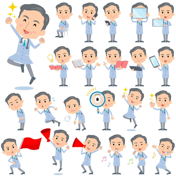 Set of various poses of Doctor 2 — Stock Vector