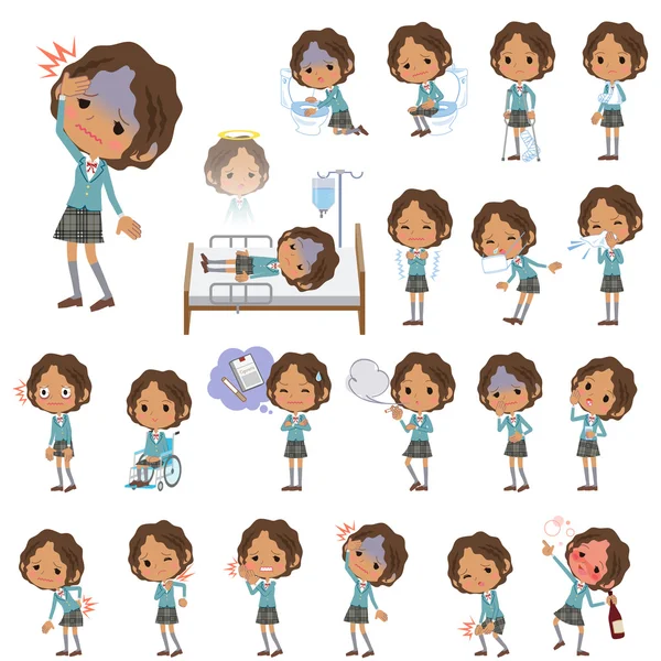 Black school girl  About the sickness — Stock Vector