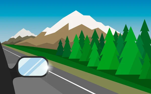 Le paysage des forêts, des montagnes et des routes . — Image vectorielle