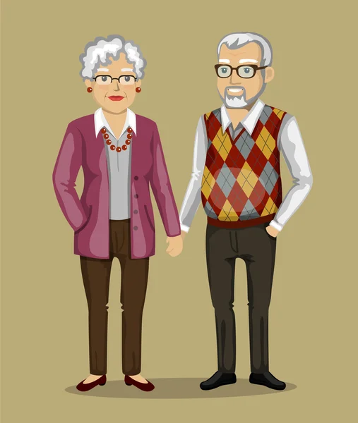 Бабушка с дедушкой держат за руку — стоковый вектор