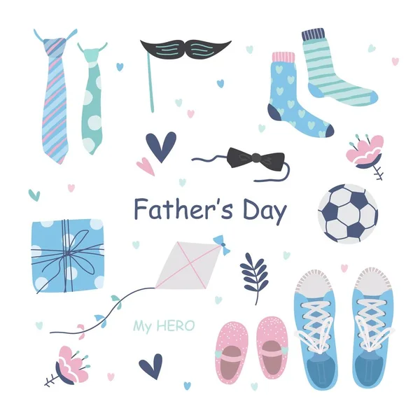 Father s day vector illustration set in modern style — Stock Vector