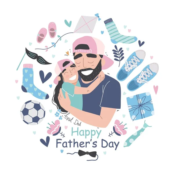 Ευτυχισμένοι πατέρες ημέρα ευχετήρια κάρτα — Διανυσματικό Αρχείο