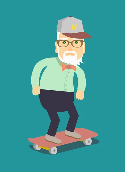 Opa op een skateboard — Stockvector