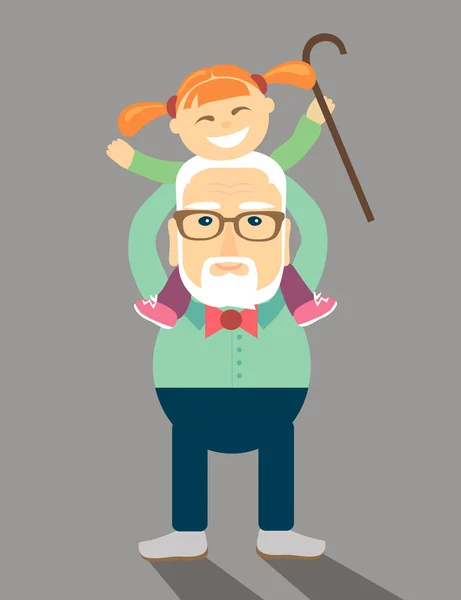 Abuelo y nieta — Vector de stock