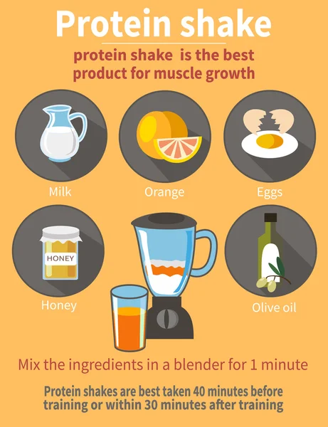 Batido de proteínas para el crecimiento muscular — Vector de stock