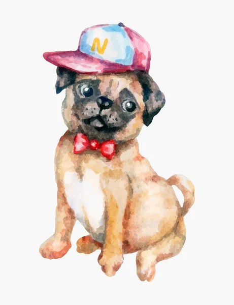 Perro pug en un estilo hipster — Archivo Imágenes Vectoriales