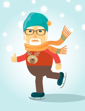 mutlu büyükbaba buz pateni