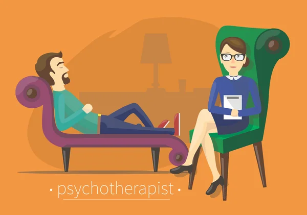 Ao tratar um psicoterapeuta — Vetor de Stock