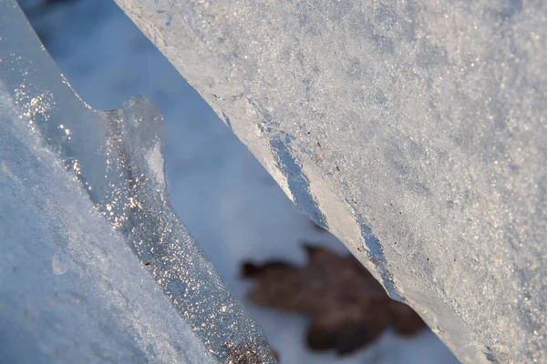 Bükreş Kış Mevsiminde Ormandaki Buz Dokusunun Yakın Plan Görüntüleri — Stok fotoğraf