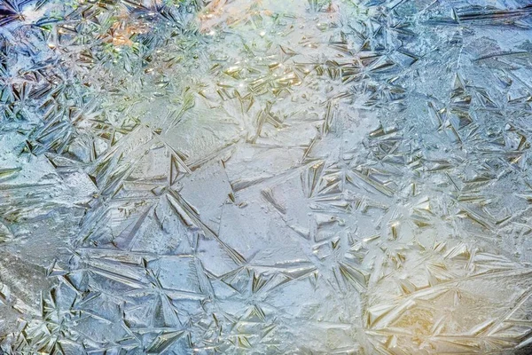 Close Pedaços Textura Gelo Floresta Inverno Bucareste — Fotografia de Stock