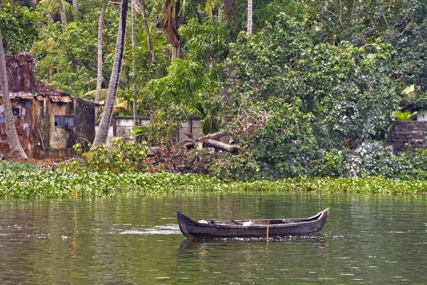Домашние Лодки Задворках Кералы Алаппуже Аллеппи Индии Традиционное Туристическое Развлечение — стоковое фото