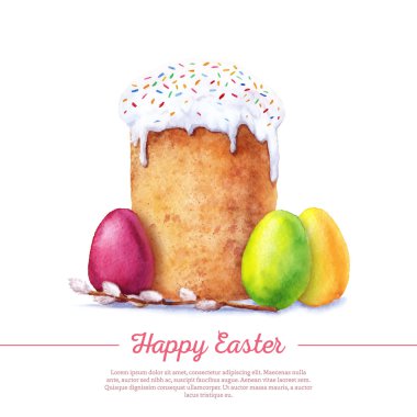 Watercolor easter cake clipart