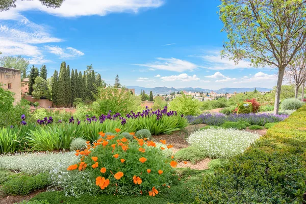 Fiori Piante Nel Giardino Dell Alhambra Colorato Spagna — Foto Stock