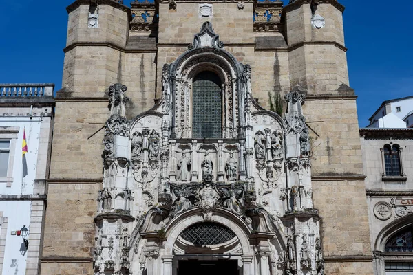 Coimbra Portugalsko Srpna 2018 Detail Fasády Kostela Santa Cruz Který — Stock fotografie