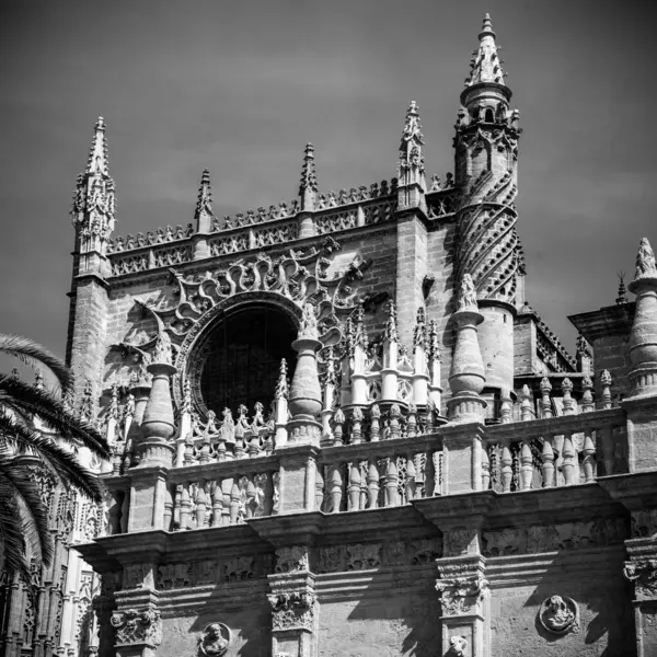 Detalle Catedral Sevilla España Blanco Negro — Foto de Stock