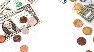 Euro ve dolar beyaz ve silüetler, üzerinde yatıyordu 