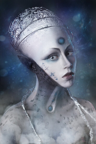 Portrait of a girl with makeup Alien