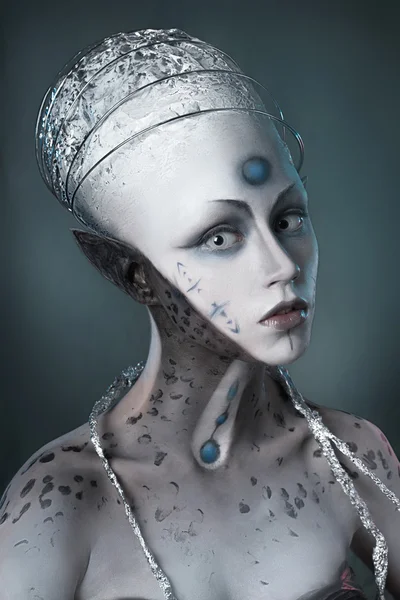 Makyaj yabancı bir kızla portresi