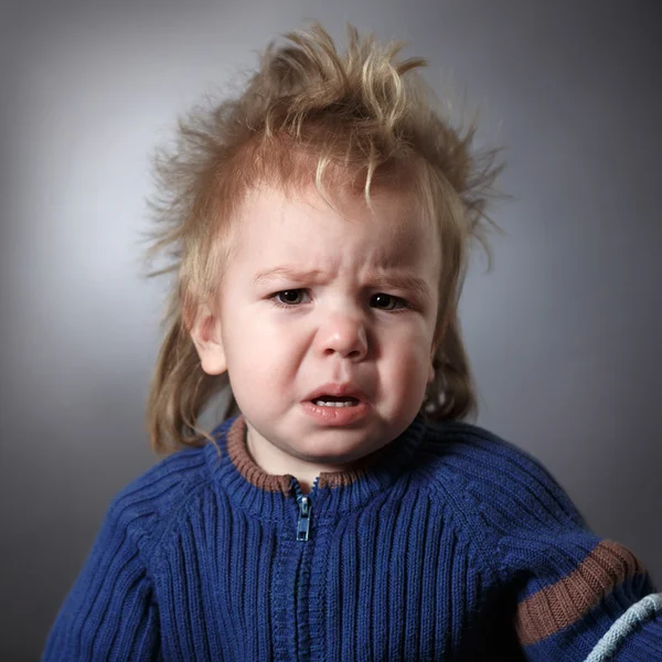 Emotional portrait of upset baby — Stock Photo, Image