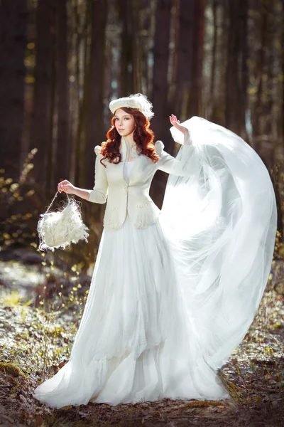 Bride girl in an elegant dress — Stok fotoğraf