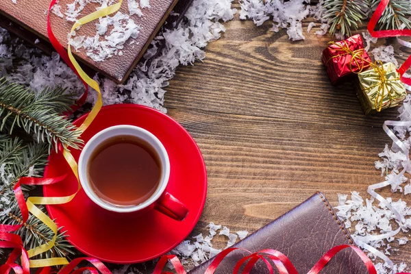 Red mug on a table — Stock Photo, Image