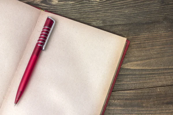 Pluma roja con libro —  Fotos de Stock