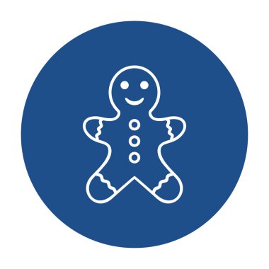 Mavi yuvarlak zencefilli adam ana hatları simgesi, beyaz arkaplanda izole edilmiş düğme. Vektör illüstrasyonu.