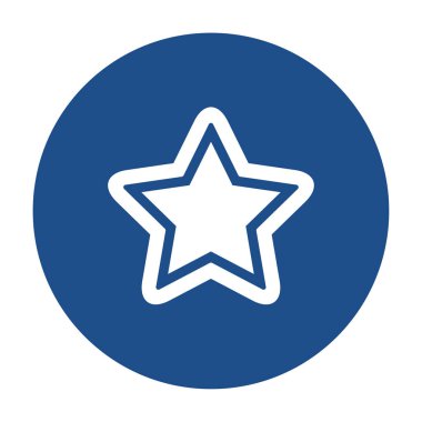 Taslak simgesi olan mavi yuvarlak yıldız, beyaz arkaplanda izole edilmiş düğme. Vektör illüstrasyonu.