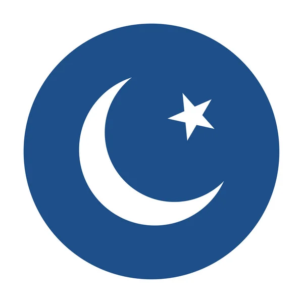파키스탄 이슬람 공화국의 상징인 청색둥근 국기가 배경에 버튼을 누르고 일러스트 — 스톡 벡터