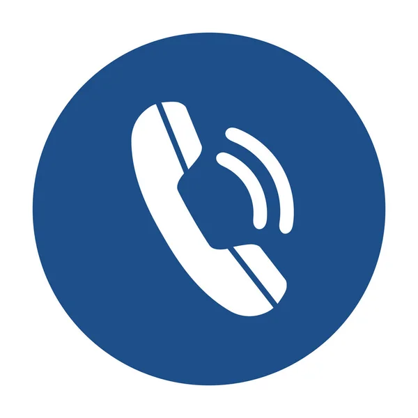 Синій Круглий Телефон Конференції Кнопка Ізольована Білому Тлі Векторні Ілюстрації — стоковий вектор