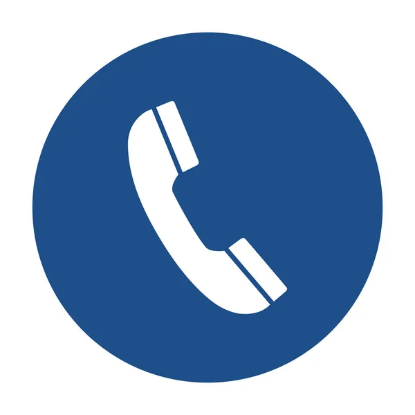 Синій Круглий Телефонний Приймач Значок Кнопка Ізольована Білому Тлі Векторні — стоковий вектор