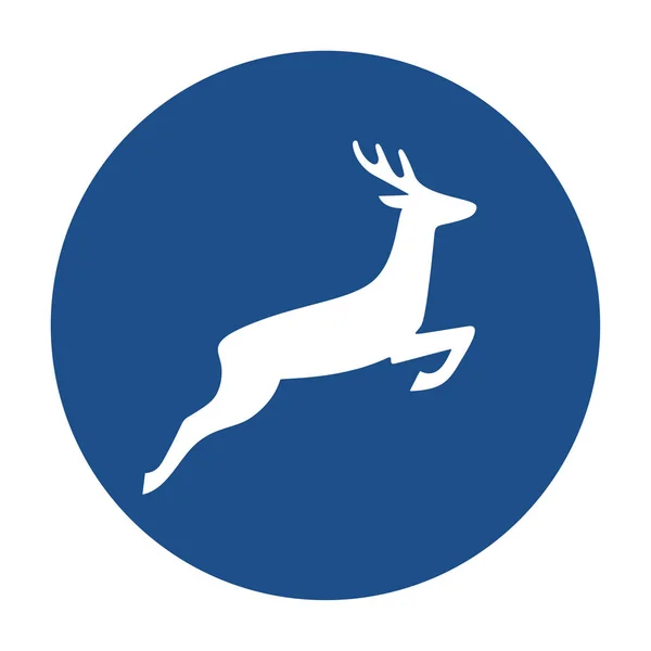 Icône Ronde Bleue Cerf Bouton Isolé Sur Fond Blanc Illustration — Image vectorielle