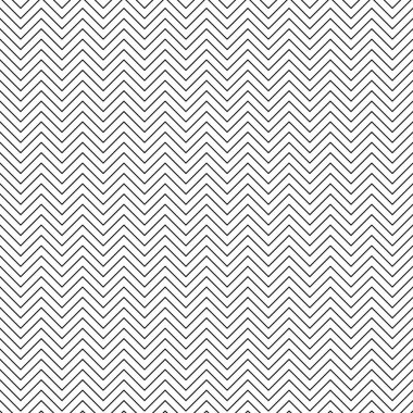 Kusursuz zikzak deseni. Sembol çizgisi dokusu. Siyah-beyaz arka plan. Monokrom asgari tasarım. Vektör illüstrasyonu.