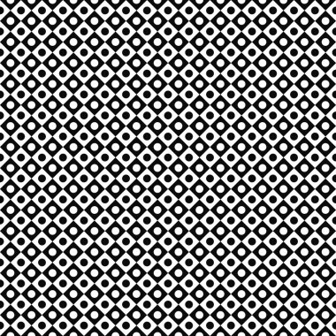 Kusursuz desen. Soyut geometrik doku. Siyah-beyaz arka plan. Kare şeklinde tek renkli daire. Vektör illüstrasyonu.