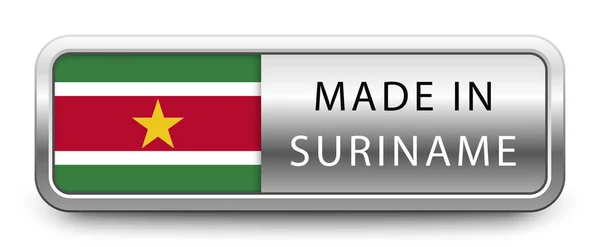 Made Suriname Emblema Metálico Com Bandeira Nacional Isolada Sobre Fundo — Vetor de Stock