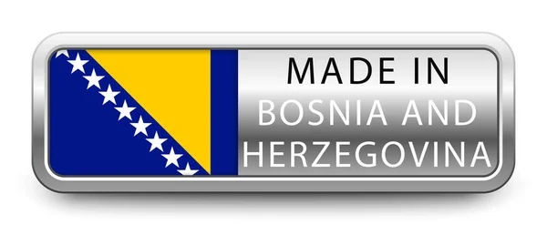 Made Bosnia Herzegovina Kovový Odznak Národní Vlajkou Izolované Bílém Pozadí — Stockový vektor