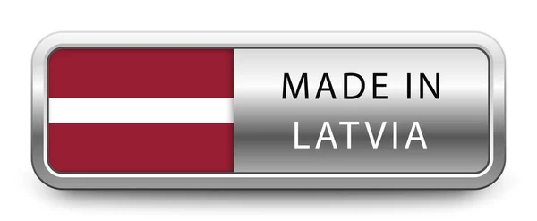 Latvia Metalik Rozetli Beyaz Arka Planda Ulusal Bayrak Var Vektör — Stok Vektör