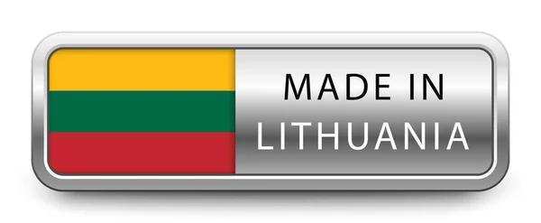 Beyaz Arka Planda Ulusal Bayrak Bulunan Lithuania Metalik Rozetli Vektör — Stok Vektör