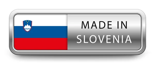 Made Slowenien Metallic Abzeichen Mit Nationalflagge Auf Weißem Hintergrund Vektorillustration — Stockvektor