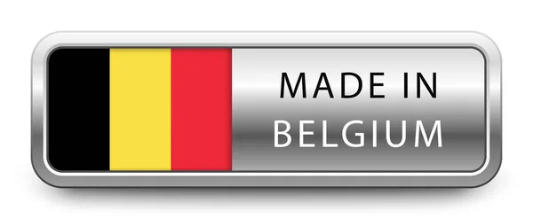 Fabriqué Belgique Badge Métallique Avec Drapeau National Isolé Sur Fond — Image vectorielle