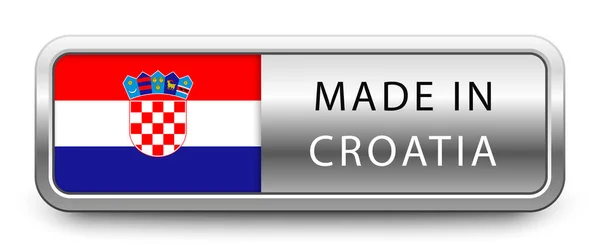 Made Croatia Metallic Abzeichen Mit Nationalflagge Auf Weißem Hintergrund Vektorillustration — Stockvektor